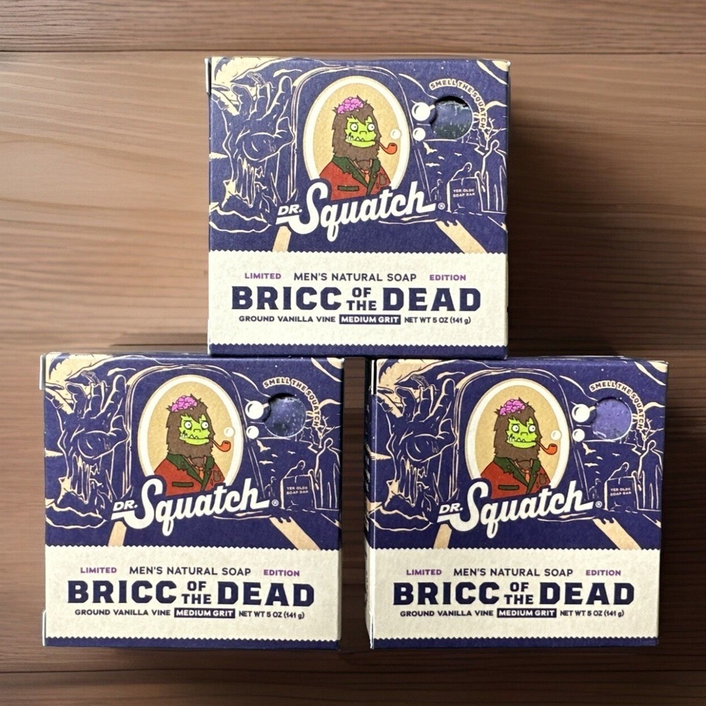 Dr. Squatch Limited Edition Bricc Of The Dead 5 oz Soap **LOT OF 3**